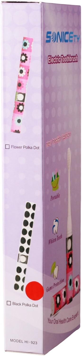 Electric Toothbrush HI-923 Black Polka Dot (Portable/Travel Size)...