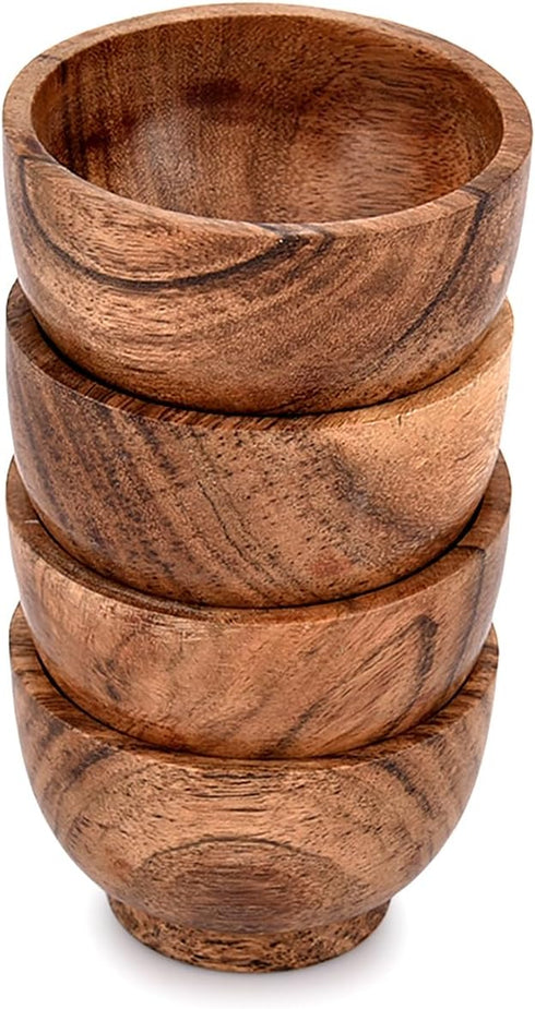 Bowl Sets Acacia Round Bowl for Condiments, Dip Sauce, Nuts, Candy and More (Set of 4), (3" x 3" x 2")...