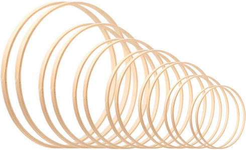 Rannco Wreath Rings, 14 Pack 7 Sizes (4 5 6 7 8 9 10 lnch) Wooden Bamboo Floral Hoop Wreath Macrame Craft Hoop Rings for DlY Dream Catcher, Weddin...