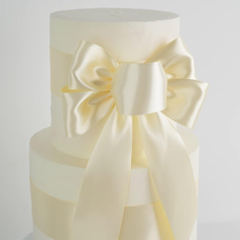 MEEDEE Ivory Satin Ribbon 2 Inch Ivory Ribbon Lux Satin Double Faced Ribbon by 25 Yards Ivory Silk Ribbon Beige Satin Ribbon for Gift Wrapping, Sa...