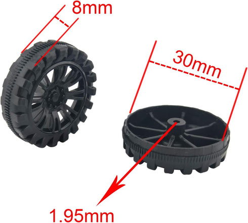 EUDAX 30mmx8mm Plastic Roll 2mm Dia Shaft Toys Wheel and 2mmx100mm STEM Shaft Round Rod Axles for DIY Toy RC Car Truck Boat Helicopter Model Part ...