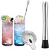 SENHAI Stainless Steel Cocktail Muddler, Spiral Mixing Spoon & 4-Prong Bar Strainer, Home Bar Bartender's Muddling Tool Set...