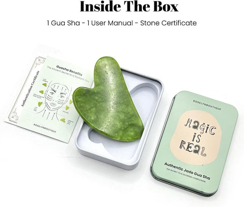 ROSELYNBOUTIQUE Healing Crystal Gua Sha Facial Tools - Guasha Tool for Face Massager Self Care Gifts for Men Women (Jade Green)...