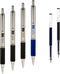 Zebra Pen G-402 Stainless Steel Retractable Gel Pen, Premium Metal Barrel, Fine Point, 0.5mm, Black and Blue Ink, 4-Pack Plus Refills, (50072)...