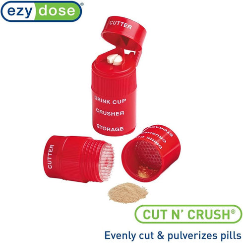 EZY DOSE 3 Compartment Pill Crusher, Cutter and Grinder, Daily Usage, Safely Cut Pills, Vitamins, Tablets, Accurate and Easy Cutting, Stainless St...