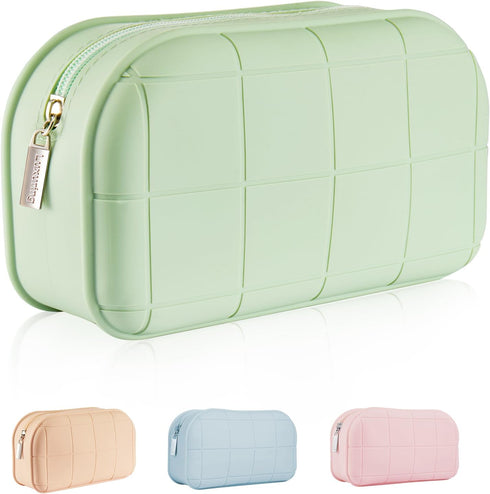 Makeup Travel Bag,Silicone Makeup Bag,Cosmetic Travel Bag,Waterproof Portable Toiletry Bags,Cosmetic Bags for women and girls (Green)...