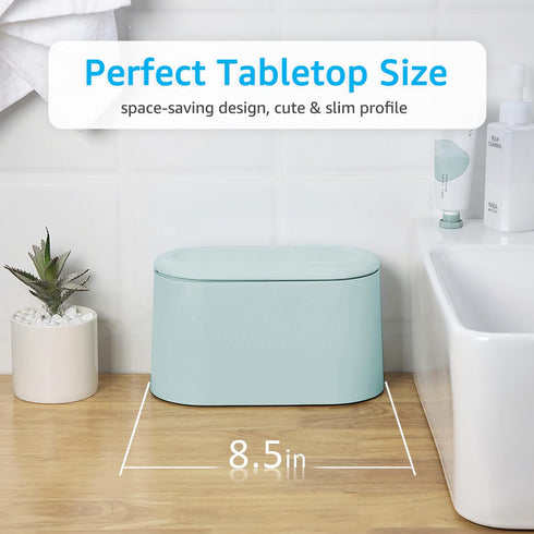 Mini Trash Can with Lid, Press-Type with Removable Inner Plastic Small Garbage Can Little Tiny Waste Basket Compact Covered Closable Trash Bin Des...