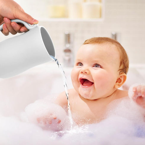 Baby Bath Rinse Cup, Silicone Rinse Shampoo Rinser Baby Hair Rinse Cup with Easy-to-grip Handle to Rinse Soap & Shampoo for Baby Bath Essentials(S...