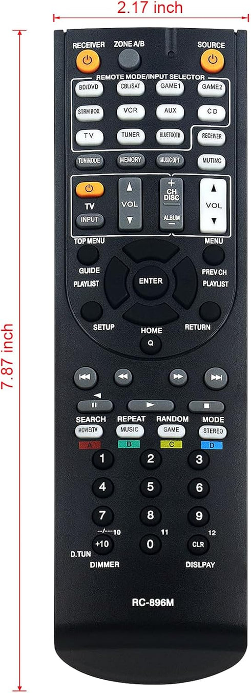 RC-896M Replaced Remote Control fit for Onkyo AV Receiver TX-SR444 TXSR444...