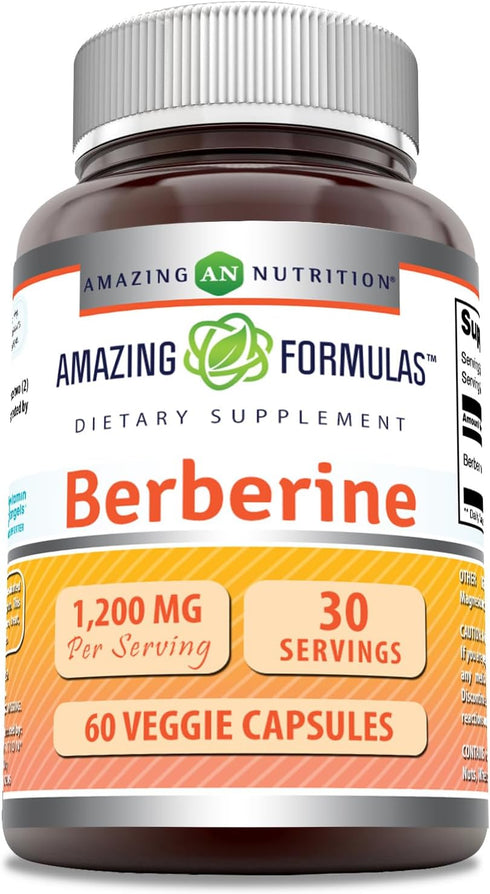 Amazing Formulas Berberine 1200 mg Per Serving Veggie Capsules Supplement | Non-GMO | Gluten Free | Made in USA (60 Count)...