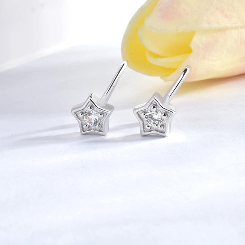 Star Non-Piercing Earrings - Sterling Silver Hypoallergenic Stars Ear Cuffs Cartilage Earrings Cubic Zirconia Clip On Earrings Simple Minimalist E...