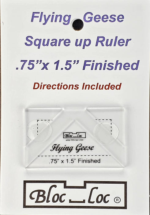 Bloc Loc Flying Geese Quilting Ruler 3/4” x 1-1/2” Finished, 1-1/4” x 2” Trimmed Size for Quilters...