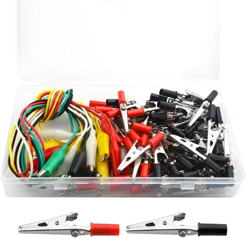 WMYCONGCONG 50 PCS Metal Alligator Clips Electric Test Clamps + 10 PCS Double Ended Alligator Clips Test Lead Jumper Wires with Alligator Clips 19...