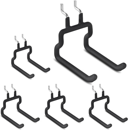 Utility Heavy Duty Pegboard Hooks - 5Pack Peg Board Accessories for Hanging Tools Fit 1/4" Peg Holes - Pegboard Organizer Black Large Tool Holders...