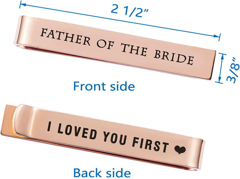 Father of the Bride and Groom Gifts - Wedding Tie Clips for Groomsmen From the Bride - Stainless Steel Tie Bars...