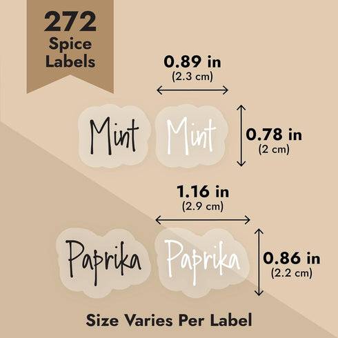 Talented Kitchen 272 Spice Labels Stickers, Clear Spice Jar Labels Preprinted for Seasoning Herbs Kitchen Spice Rack Organization, Water Resistant...