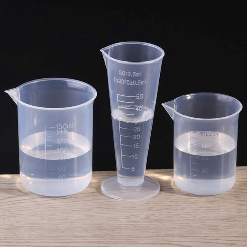 100ml/3.4oz Plastic Graduated Beaker (3 Pack), Transparent PP Measuring Cup Mixing Cup for Kitchen Lab...