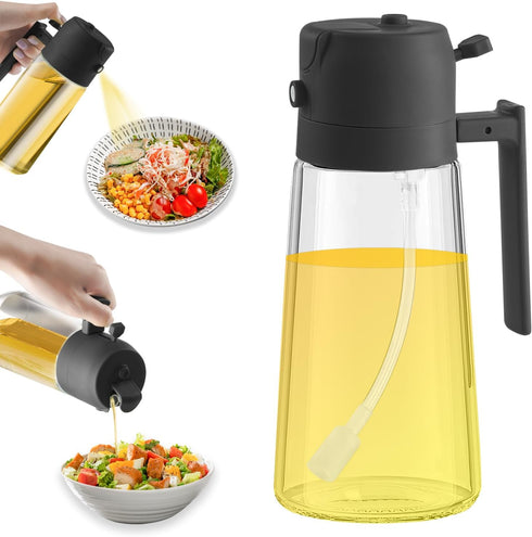 2 in 1 Oil Dispenser and Oil Sprayer Premium Olive Oil Dispenser Bottle with Non-Drip Spout Oil Mister Oil Spray Bottle for Cooking, Kitchen, Sala...