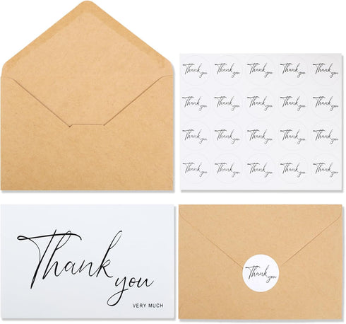 Joyberg Thank You Cards With Envelopes 34 pack, 4x6 Inch White Thank You Envelopes are Suitable for Weddings, Graduations, Funerals and Other Occa...