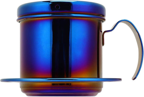 Coffee Drip Filter Pot Stainless Steel Vietnamese Style Coffee Maker Pot Coffee Drip Brewer for Home Kitchen Office Outdoor(blue)...