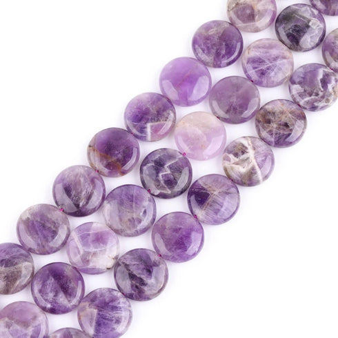 GEM-Inside Natural Coin 20mm Amethyst Agate Gemstone Crystal Energy Stone Loose Beads for Jewelry Making Jewelry Beading Supplies for Women...