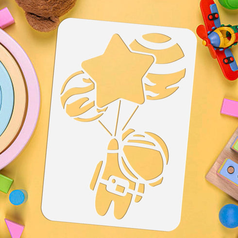 FINGERINSPIRE 17PCS Space Universe Planet Stencil 11.8"-5.9" Reusable Rocket Galaxy Sun Painting Stencil Spacecraft Star Celestial Body Wall Art S...