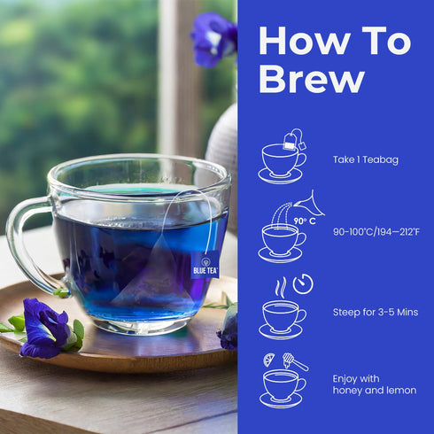 BLUE TEA - Butterfly Pea Flower Tea - 30 Count - Plant Based Tea Bag | ANTIOXIDENT RICH | Flower Based - Herbal Tea - Caffeine Free - Detox Tea - ...