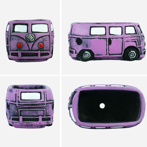 Cute Succulent Plants Pots, Small Planter Pots with Drainage Hole, Flower Pots for Home Indoor Outdoor Garden Decoration (Purple Bus)...