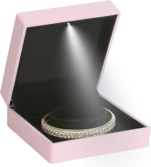Luxury LED Light Bracelet Gift Box, Velvet Jewelry Bangle Box Storage Case Organizer Holder for Wedding, Engagement, Proposal, Birthday and Annive...