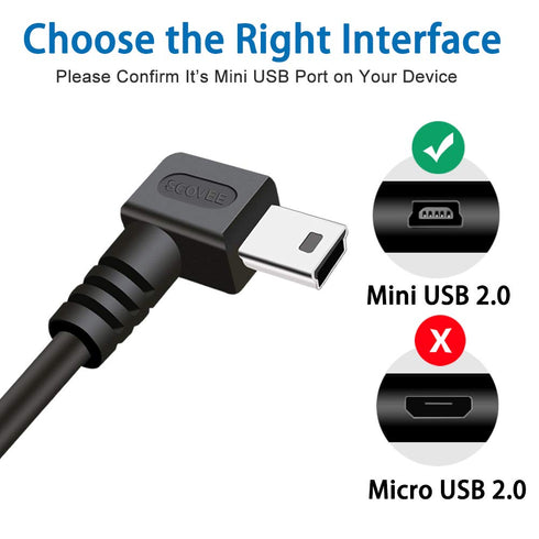 Mini USB Cable 90 Degree 2Pack 6ft for Garmin Nuvi for Canon PowerShot/Rebel/EOS/DSLR/ELPH,Dash Cam,SatNav,Camcorders,Car,Camera USB Cable Right A...