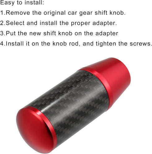 X AUTOHAUX Automatic Manual Gear Stick Shift Knob Transmission Gear Lever Stick Shifter Handle Carbon Fiber Pattern Red...