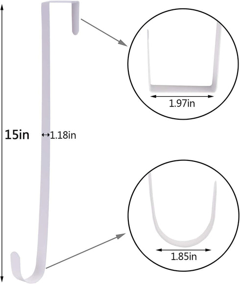 Sattiyrch 15" Wreath Hanger for Front Door,Sturdy Steel Wreath Door Hanger,Over The Door Hanger Hook (White,1)...