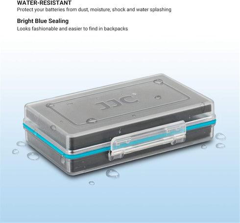 JJC 8 Slots AA Battery Case, PC Shell Water-Resistant & Shockproof Battery Storage Case for 8 x AA / 14500 Battery, AA Battery Organizer Carrying ...