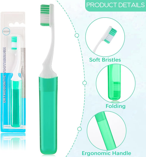 2 Pack Small Mini Travel Toothbrush, Foldable Toothbrush with Toothbrush Cover, Bulk Travel Toothbrush for Travel Business Trip Camping(Green Red)...