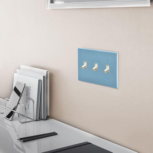 Light Blue Light Switch plate Cover 3 Gang Toggle Switch Wall Plate Decorative Outlet Covers Home Decor H4.46 xL6.37in...