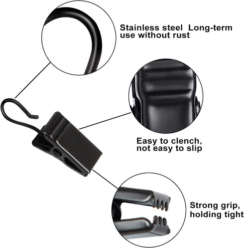50pcs Awning Light Curtain Clips Stainless Steel Curtain Clip Hooks Curtain Hooks Bulldog Clips siding Clips for Hanging Tablecloth Towel Clips fo...