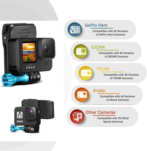 MiPremium Backpack Strap Clip Mount for GoPro Hero 12 11 10 9 8 7 6 5 4 3+ 2 Session Black Silver XIAOYI 4K SJCAM Yi Sports Action Camera Perfect ...