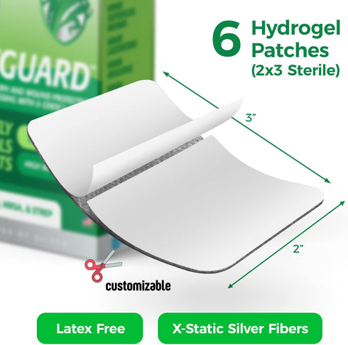 TURFGUARD Turf Burn and Wound Dressing, Hydrogel Pads with X-Static Silver, Soothing, Cooling Protective Treatment for Grass Burns & Wounds, 2" x ...
