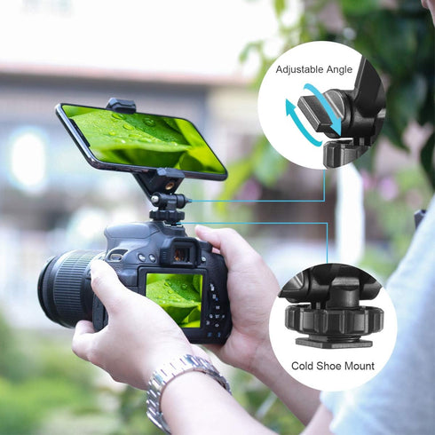 ULANZI Universal Phone Tripod Mount with Cold Shoe Mount, Rotates and Adjustable Clamp Holder Smartphone Clip Adapter for iPhone 11 Pro Max X XR X...