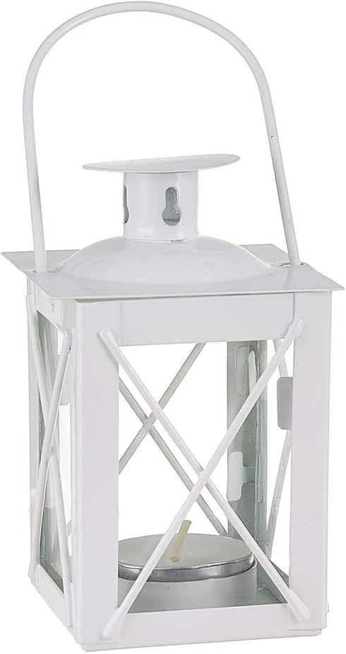 Kate Aspen Luminous Metal Mini Lanterns, Vintage Teal Light Candle Holders, White...