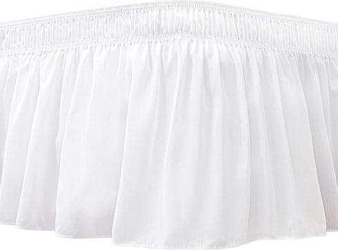 Biscaynebay Wrap Around Bed Skirts for King & Cal King Beds with Short Drop of 12", White Adjustable Elastic Dust Ruffles Easy Fit Wrinkle Resista...