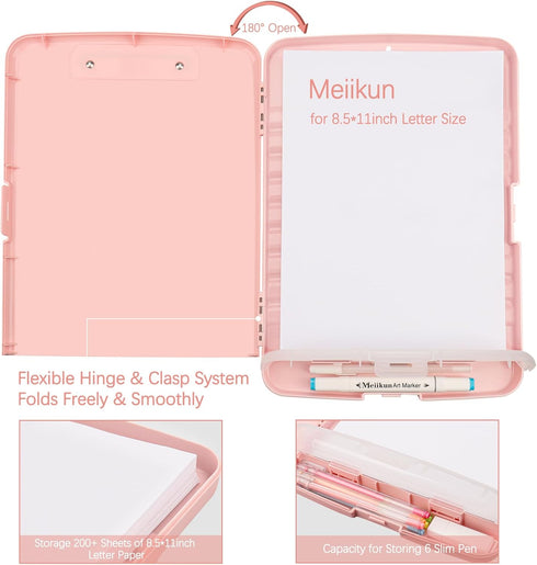 Clipboard with Storage, Plastic Clipboards 8.5x11 with Pen Holder, High Capacity Nursing Clipboard Folder, Side Opening Storage Clip Board for Off...