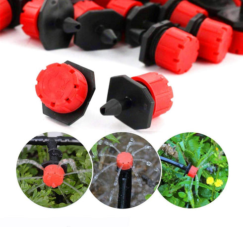 MSDADA 110 Pcs Adjustable Irrigation Drippers Sprinklers Emitter Drip Anti-Clogging Watering System for Flower beds,Gardens, Lawn on 1/4'' Barb...