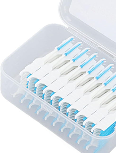 200 Pcs Flossers,Dental Floss Bad Breath Remover Brush Plaque Removal Silicone Safely Portable with Carrying Case (Blue)...