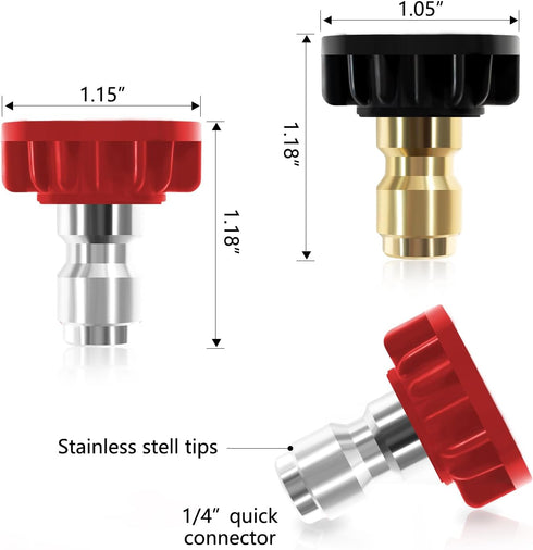 Pressure Washer Nozzle Tips, 5 Pack Tip Attachments Multiple Degrees Nozzles For 1/4 Inch Power Washer Wand, 4000 PSI 2.5 GPM, Quick Connect Fitti...
