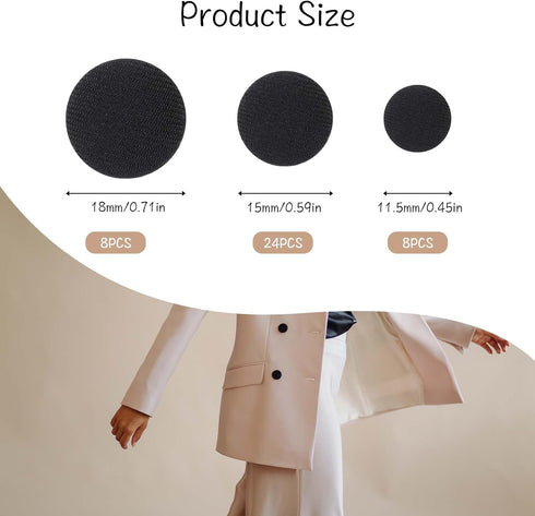 40 Pcs Black Buttons, Tuxedo Buttons Black Covered Metal Shank Buttons, Vintage Black Coat Sewing Button, Jacket Buttons Dress Buttons(18mm/15mm/1...