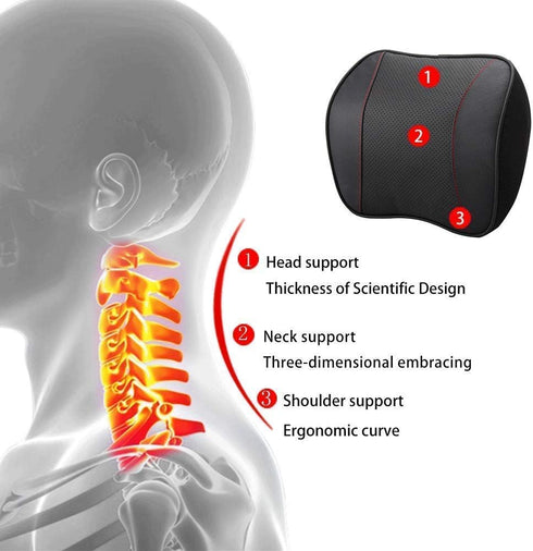 Car Headrest,Car Seat Neck Rest Pillow,Comfort Headrest Cushion for Chair,100% Memory Foam Cervical Support,Leather Headrest for Driving,Relieve N...