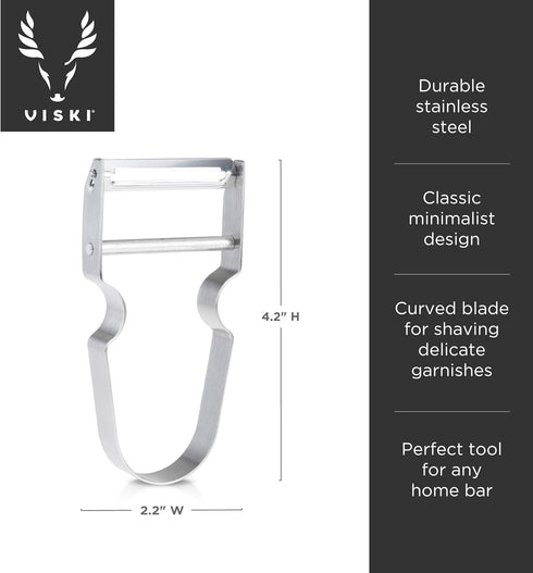 Viski Citrus Peeler Tool, Fruit Peeler for Cocktails, Bar Peeler Stainless Steel, Lemon Peeler, Professional Grade Cocktail Peeler, Bartender Tool...