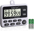 XREXS 4-Channel Digital Kitchen Timer Clock with Large LCD Display, 4 Groups Simultaneous Timing Countdown Up Pocket Timer, Magnetic Attachable (B...
