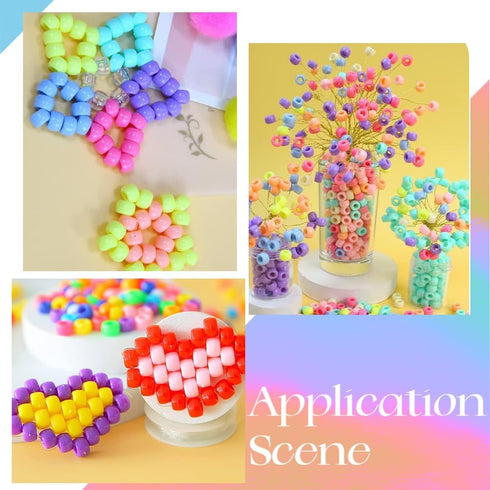 SUNNYCLUE 800Pcs Pony Beads Bulk 6x9mm Large Hole Opaque Pony Bead Pink Blue Green White Colored Plastic Pony Beads for Crafts Jewelry Making Bead...